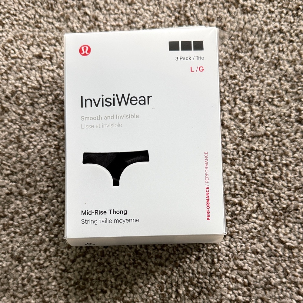 lululemon athletica InvisiWear Mid-Rise Thong Pack — black three pack large